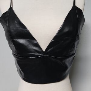 House Of  Harlow Vegan Black Leather Women's Top